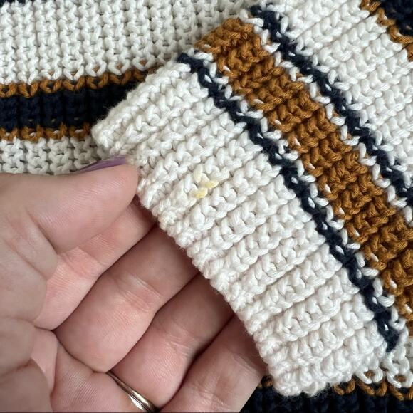 Max Studio Cream, Brown and Navy Blue Striped Sweater Size Medium - Picture 11 of 11